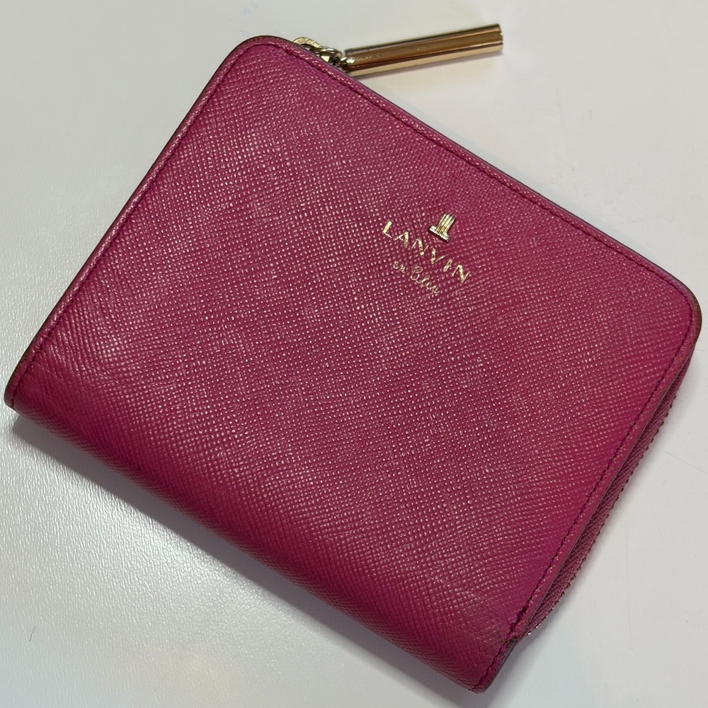 Lanvin en Bleu Pink L Zip Small Leather Bifold Wallet Japan Exclusive MSRP $450